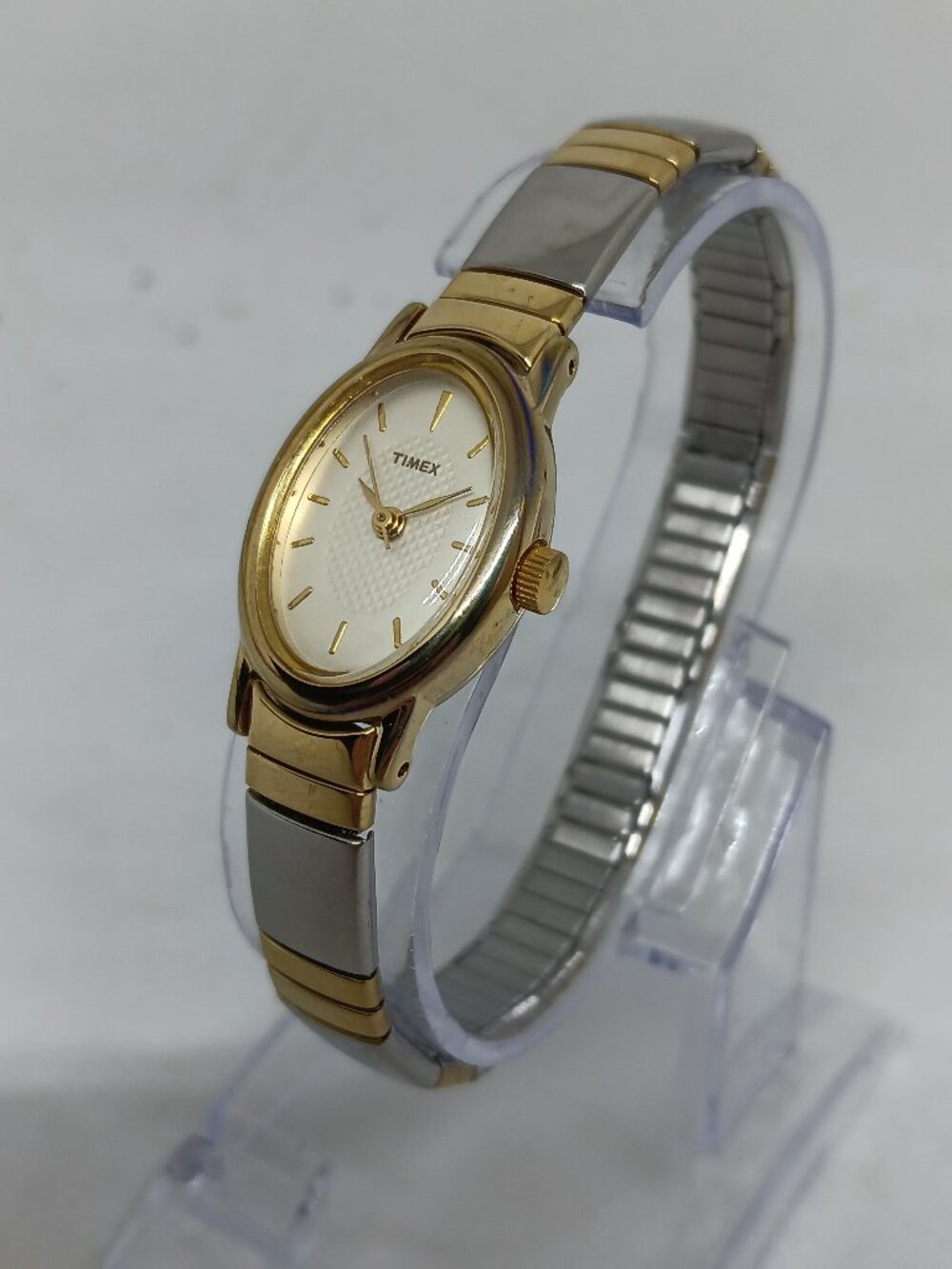 Timex Cavatina T2M570 Women's 18x24mm Two Tone Quartz Flex Band Watch NEW BATT